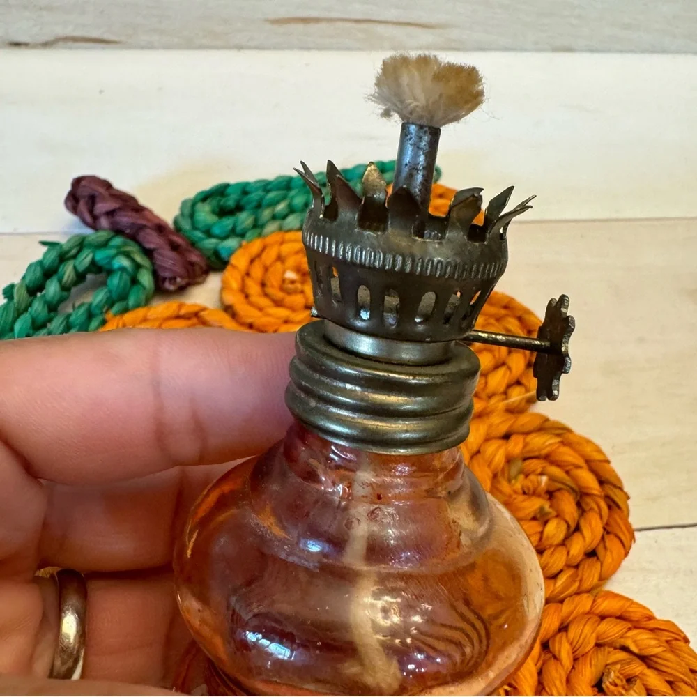 Vintage Small Glass Angel Oil Lamp Lantern Made in Hong Kong